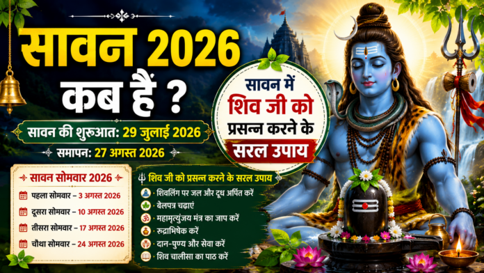 सावन 2026 कब है? जानें तिथि, महत्व और शिव जी को प्रसन्न करने के सरल उपाय सावन 2026 कब है? जानें तिथि, महत्व और शिव जी को प्रसन्न करने के सरल उपाय